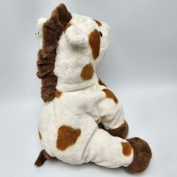 Ty Pluffies Gallops Horse Plush 2005 White Brown Spots Pinto Pony Toy 9" Tylux - Picture 3 of 9